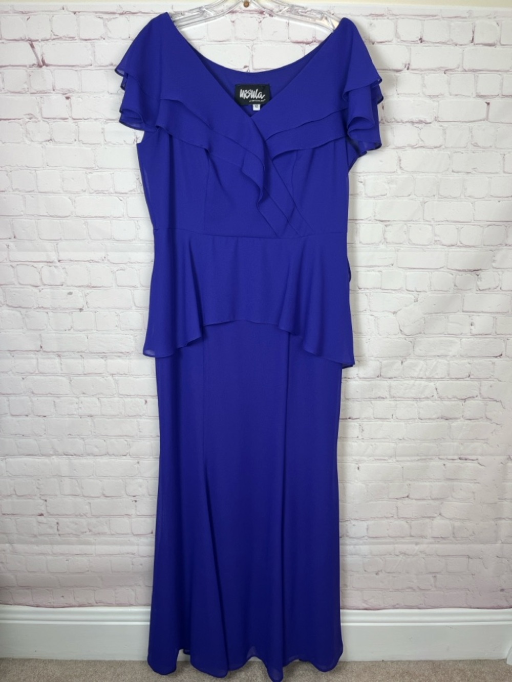 Ursula of Switzerland Purple Crepe One Piece Floor Length Gown